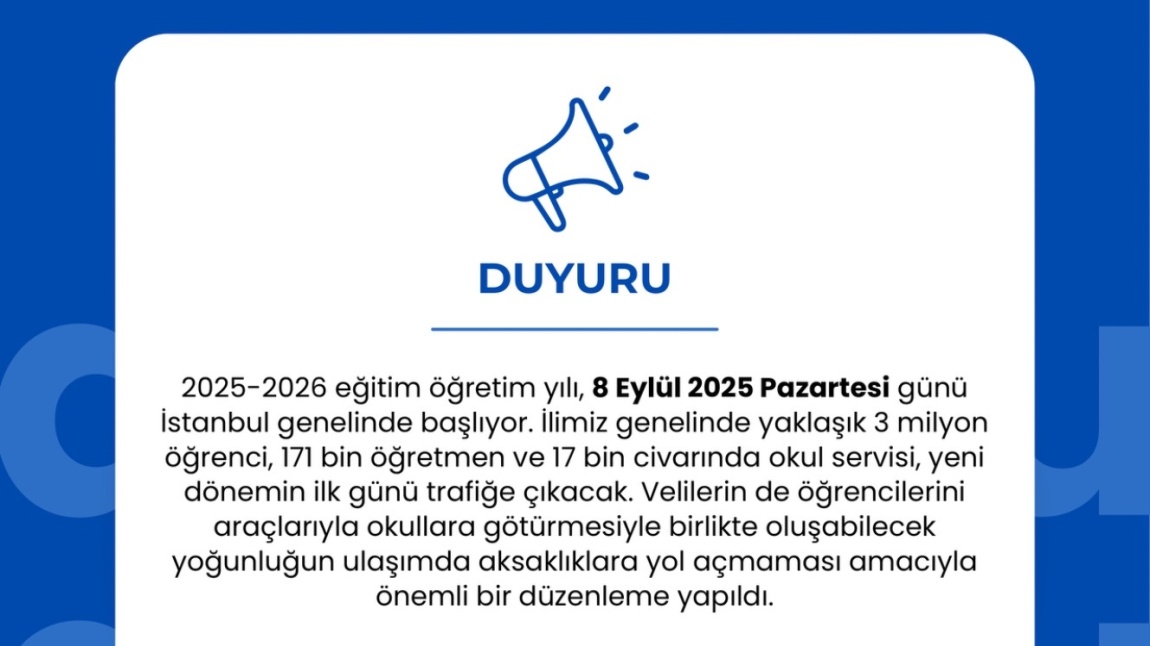 PAZARTESİ GÜNÜ DERS SAATLERİ HAKKINDA DUYURU